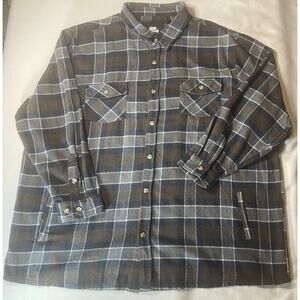 Winston Mens 4XLT Shacket Preowned Flannel Gray/Brown/Blue
